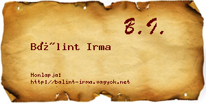 Bálint Irma névjegykártya