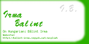 irma balint business card
